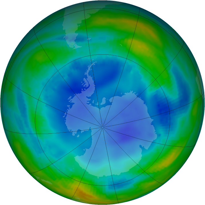 Antarctic ozone map for 25 July 2000